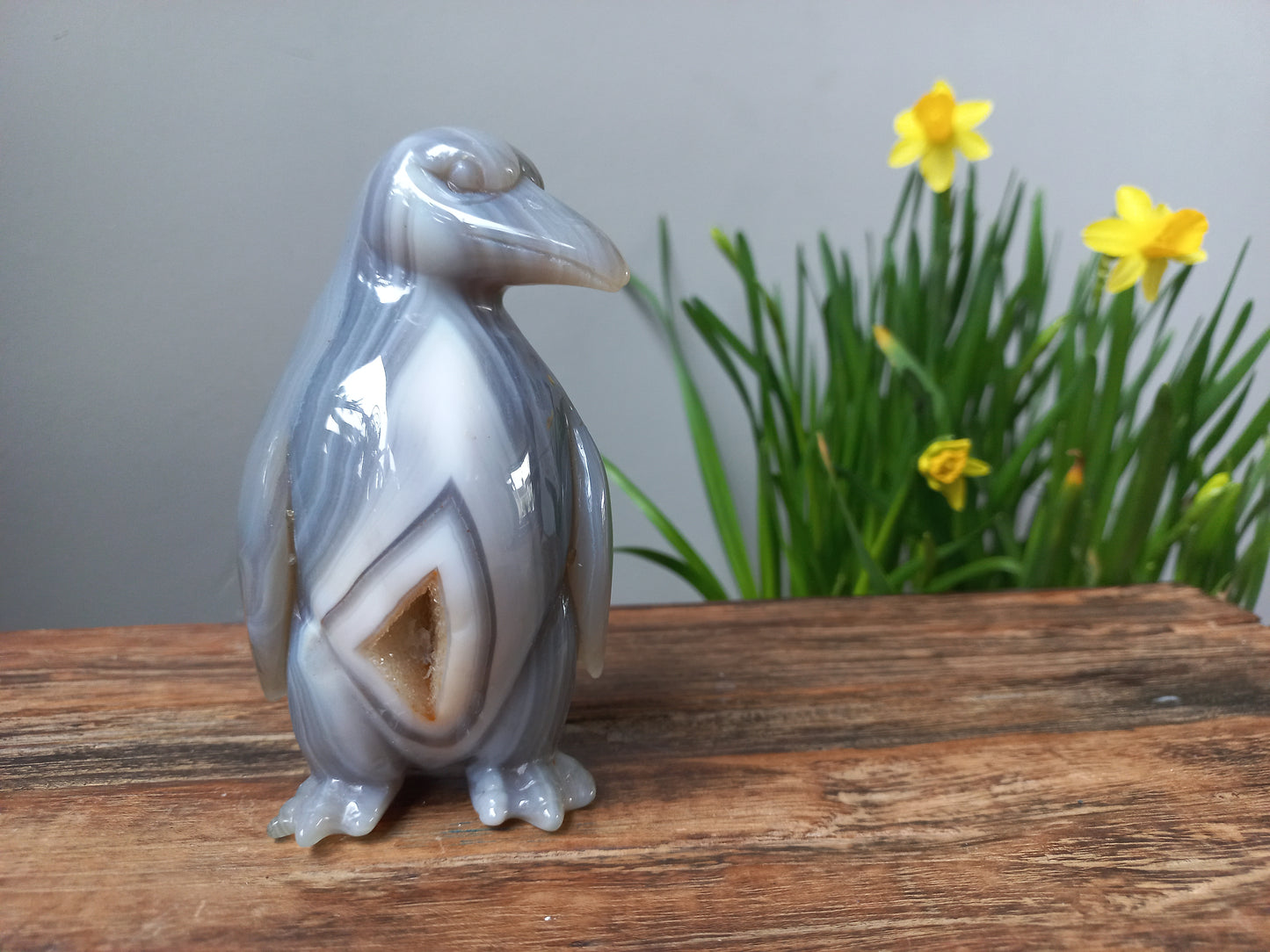 Agaat pinguïn sculptuur