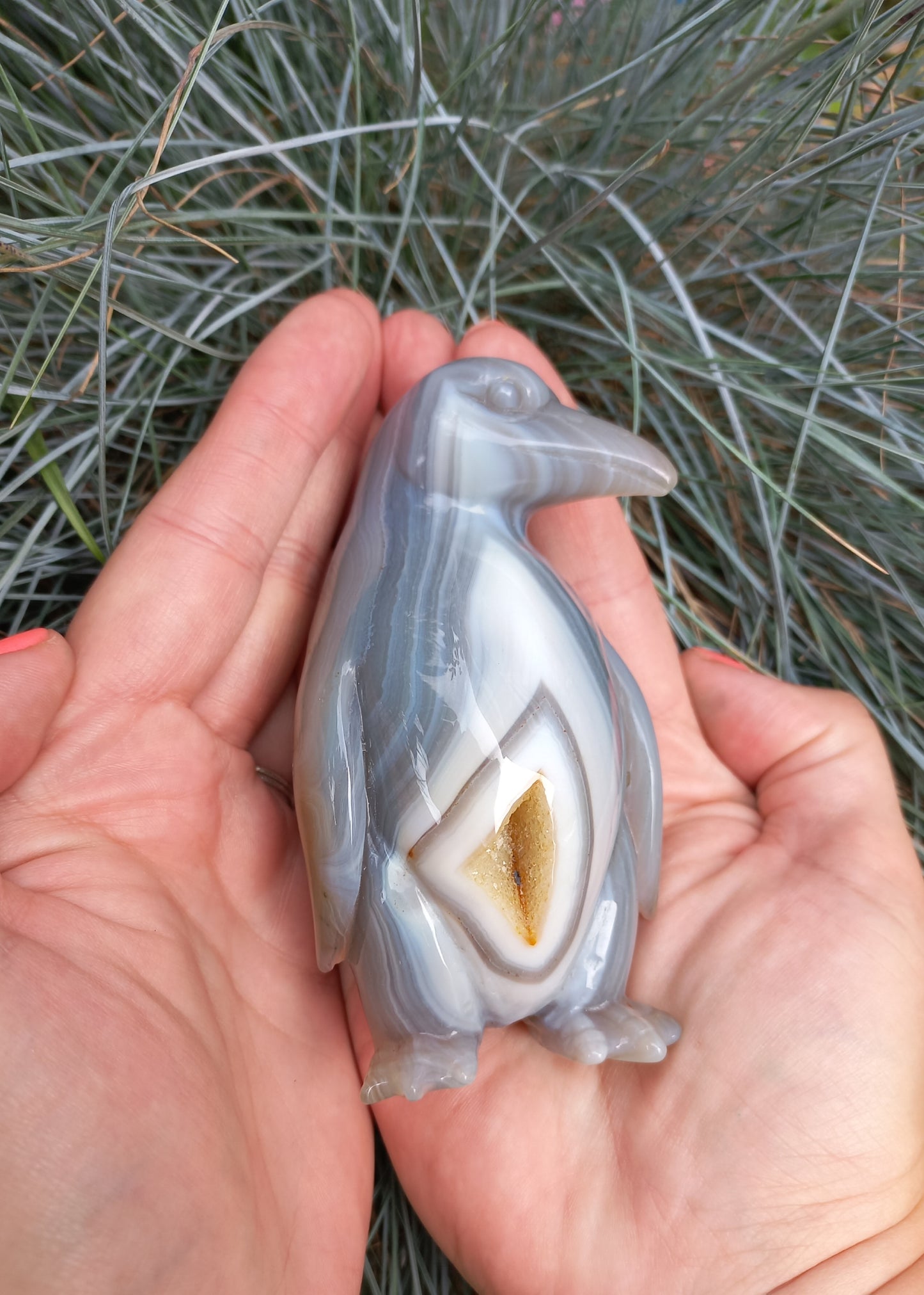 Agaat pinguïn sculptuur