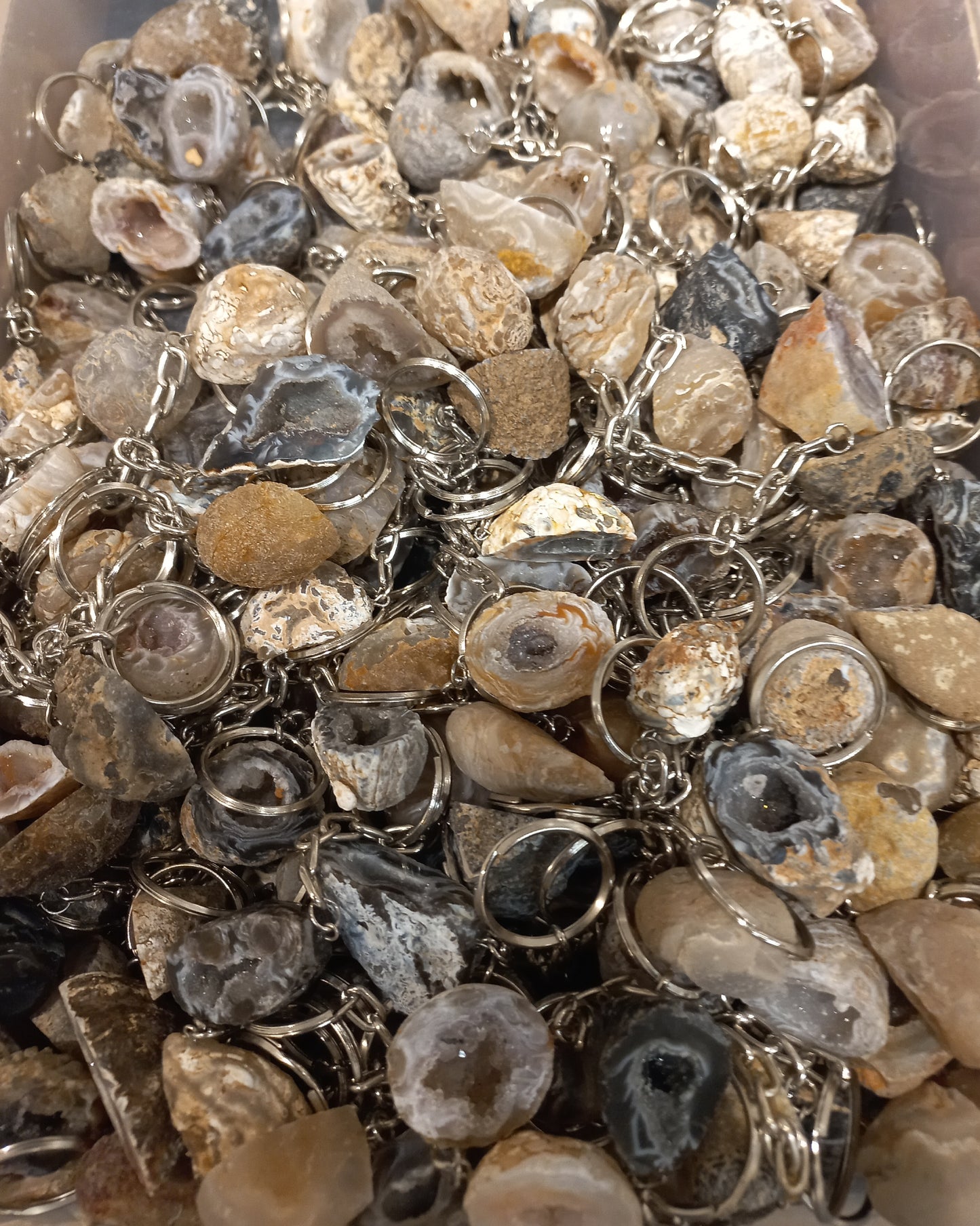 Agaat geode sleutelhanger