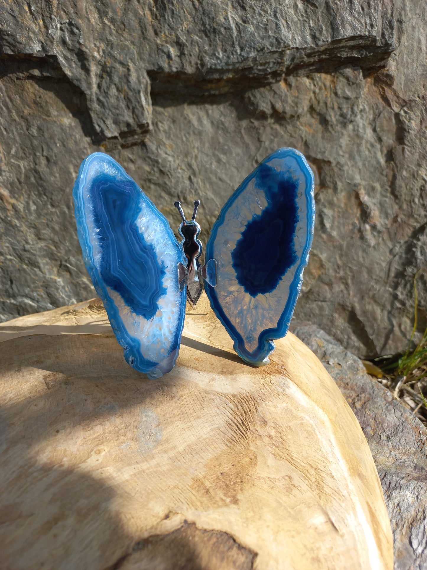 Vlinder van agaat blauw