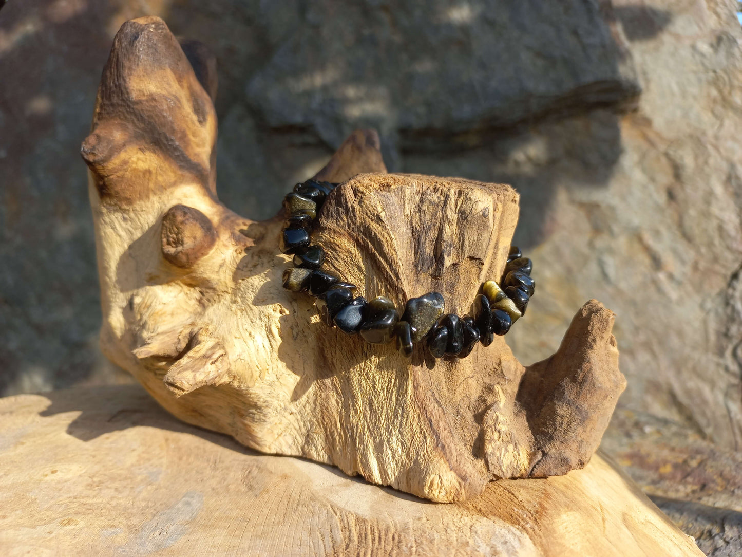 Goud obsidiaan splitarmband