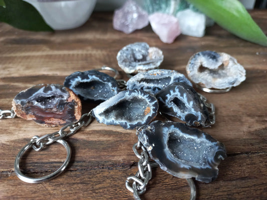 Agaat geode sleutelhanger
