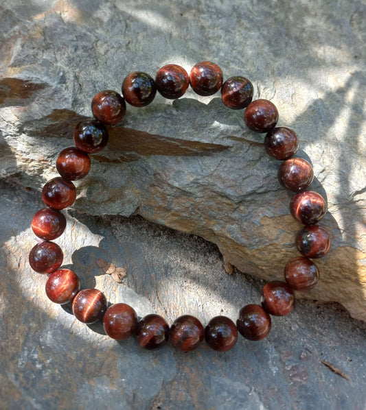 Rode tijgeroog kralen armband
